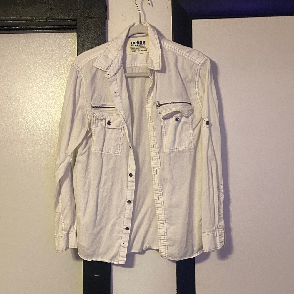 Urban Pipeline White Casual Button Down Shirt